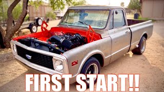 I LS SWAPPED MY BARE METAL 72 C10! FIRST START!