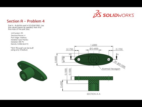 Sw Test Part Solidworks CSWA Exam Practice | PART MODELLING | Section A - 4 - YouTube