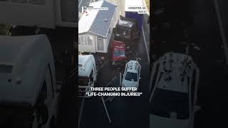 Watch: UK Lorry Crashes into Stationary Vehicles on Highway, 3 Injured |Subscribe to Firstpost |N18G