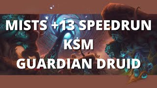 Mists +13 MDI format speedrun - Guardian Druid (volcanic/fort/spiteful/prideful)