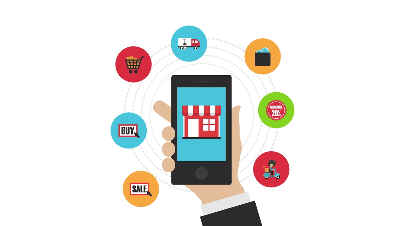 Online e-commerce shop mobile phone animation - YouTube