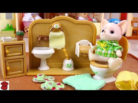 실바니안패밀리★다람쥐양의 세련된 가구 변기세트/개봉기★Sylvanian Families Stylish furniture & bathroom sets★シルバニアファミリ/のおもちゃ