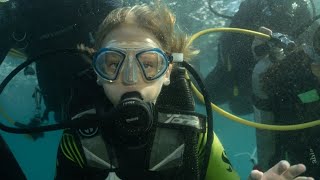 Гимнастки под водой. Красоты красного моря. Дайвинг в Эйлате. Подводный ресторан.