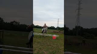 jumping double rail with apache bareback!