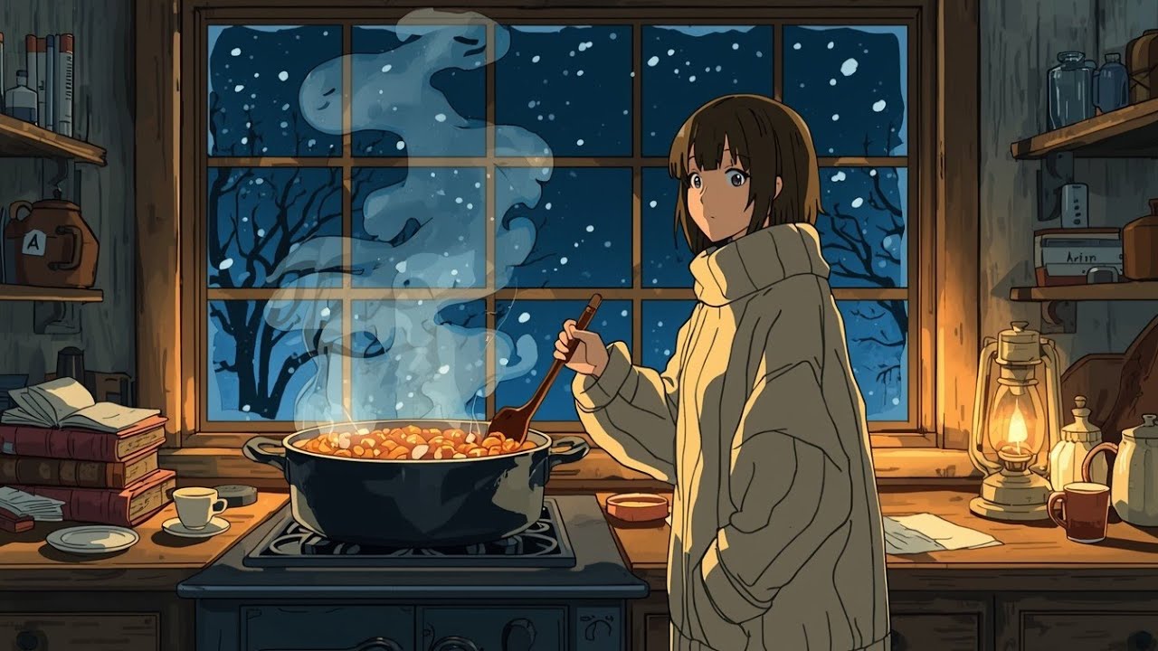 A Quiet Winter Evening at Home | Cozy Cooking & Peaceful Moments (Ghibli Style)