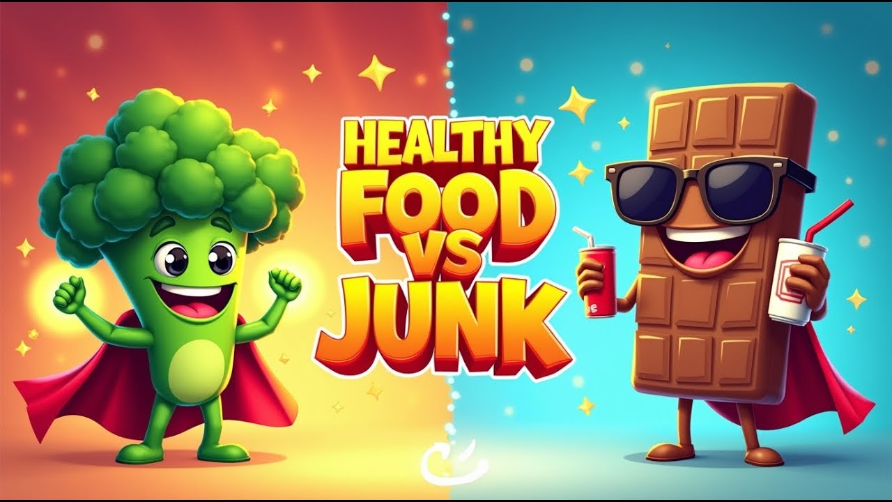 Healthy Food vs. Junk Food | Fun Animated Kids Song | Learn Good Eating ...