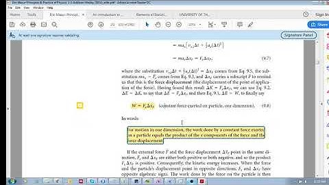 Chap 9.5 - Work done on a particle  (b)