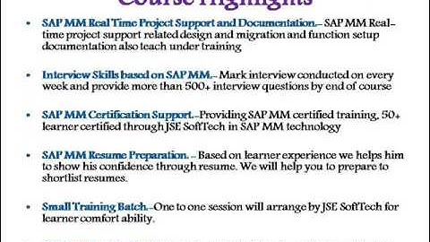 SAP MM online training for affordable fee in USA from jse soft tech