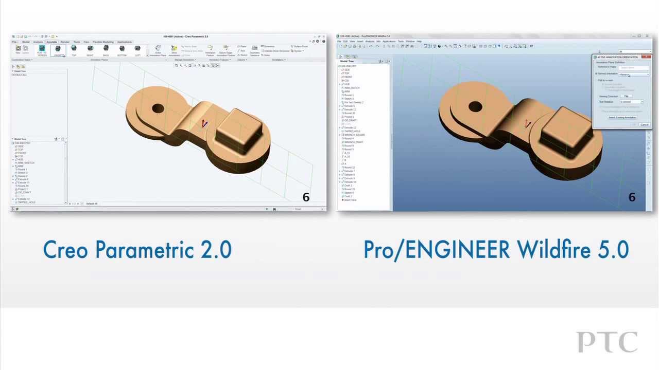 PTC Creo versus Pro/ENGINEER: 3D Annotation Comparison - YouTube