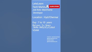 Mainframe Job Opening @Tech Mahindra .Telegram group link in description #mainframe #job #cobol #jcl