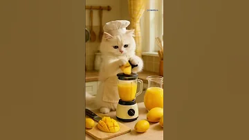 Cutest Cat Ever Making Mango Juice Like A Pro ViralCatVideo CuteAnimals Shorts 