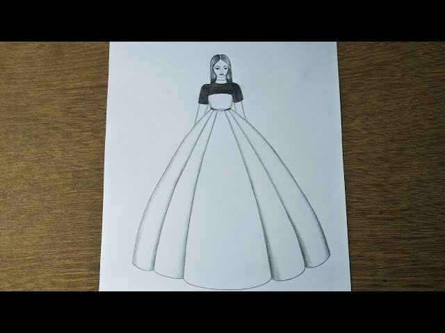 Girl Drawing || Doll Dress Drawing || Pencil Sketch || Easy Drawing ideas  for Beginners - YouTube