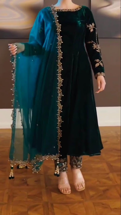 Most Viral Velvet Embroidered Frock Design #fashion #embroidery #shortsviral #shorts