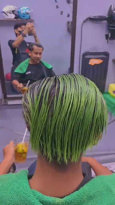 semir ijo stabilo 😱😱#barbertutorial #haircolor #haircolortutorial #semirrambut #greenhaircolor