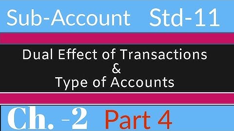 Std 11 | commerce | Account |ch 2 |  Dual effect of transactions & types of   accounts  |Part 4