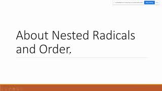 Ordering Nested Radicals