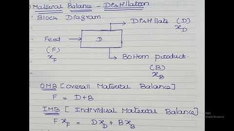 APPLICATION OF MATERIAL BALANCE IN DISTILLATION  COLUMN