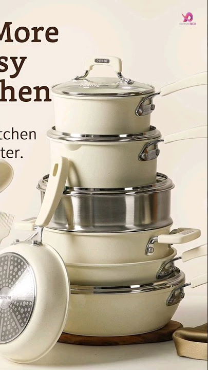 MICHELANGELO Pots and Pans Set 15 Piece Ultra Nonstick Kitchen Cookware  Sets
