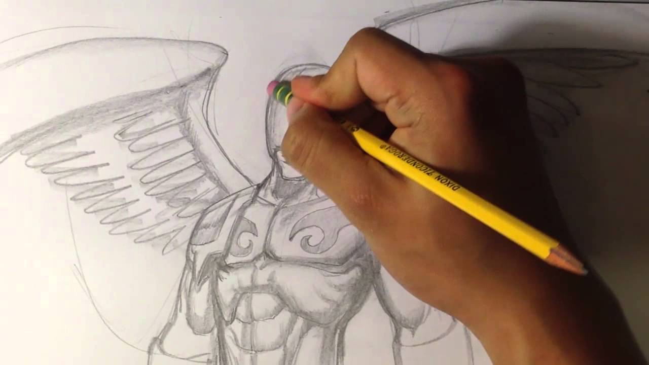 Angel Warrior Sketch - Draw Fantasy Art - YouTube