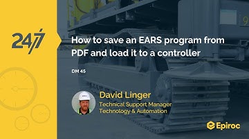 How to save an EARS program from PDF and load it to a controller | DM 45