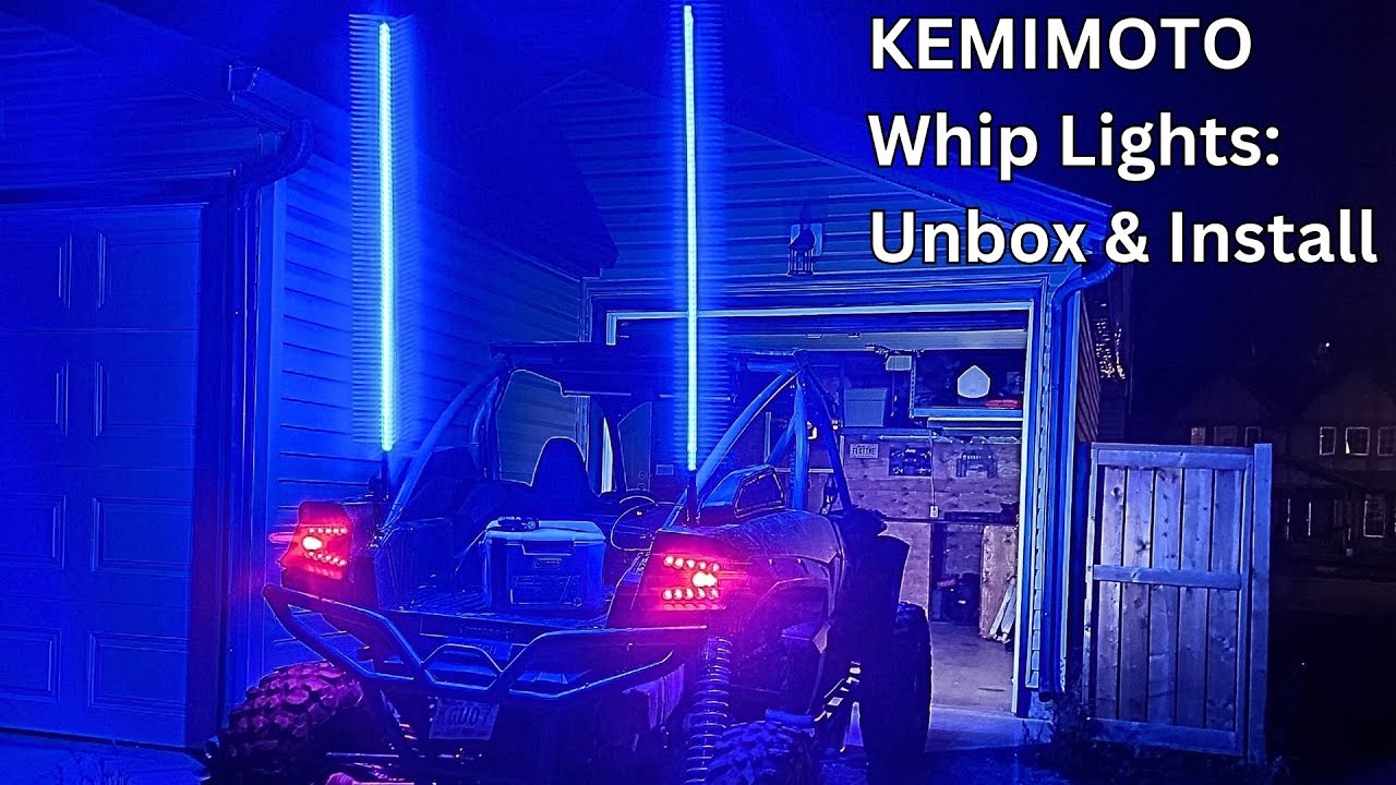 Kemimoto 5 ft LED whip lights: Unboxing and install on krx 1000 trail