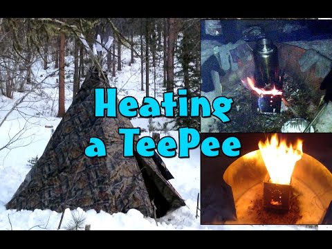 Heating a Tarp Teepee Using the G2- 5" Folding Firebox Stove - Teepee Winter Campout Part 3