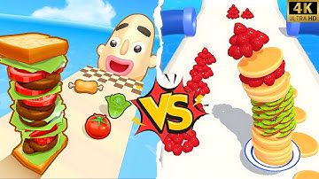 🥪 Sandwich Runner VS Pancake Run🏃🏻 - Satisfying ASMR Gameplay ALL Levels NEW UPDATE Android Part 17