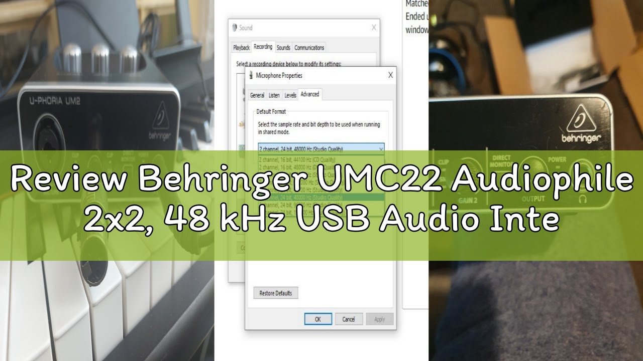 Review Behringer UMC22 Audiophile 2x2, 48 kHz USB Audio Interface with Midas Mic Preamplifier for Re