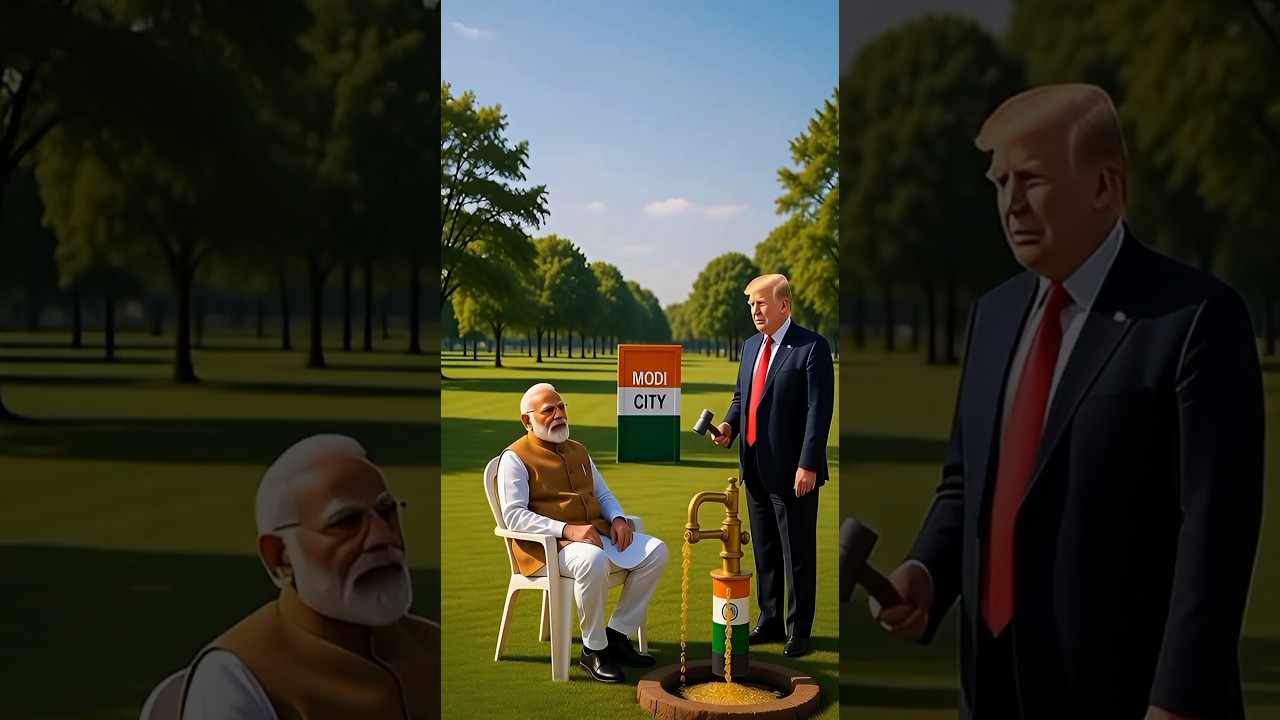 Narendra Modi and Donald Trump at the Golden Pump. Funny meme 🤣🤓 