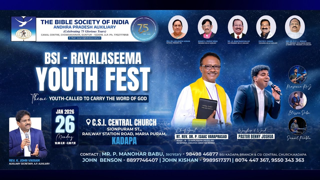 🔴LIVE | 2 Session | BSI Rayalaseema | Youth Fest 2026 | Youth Called to Carry the Word of God