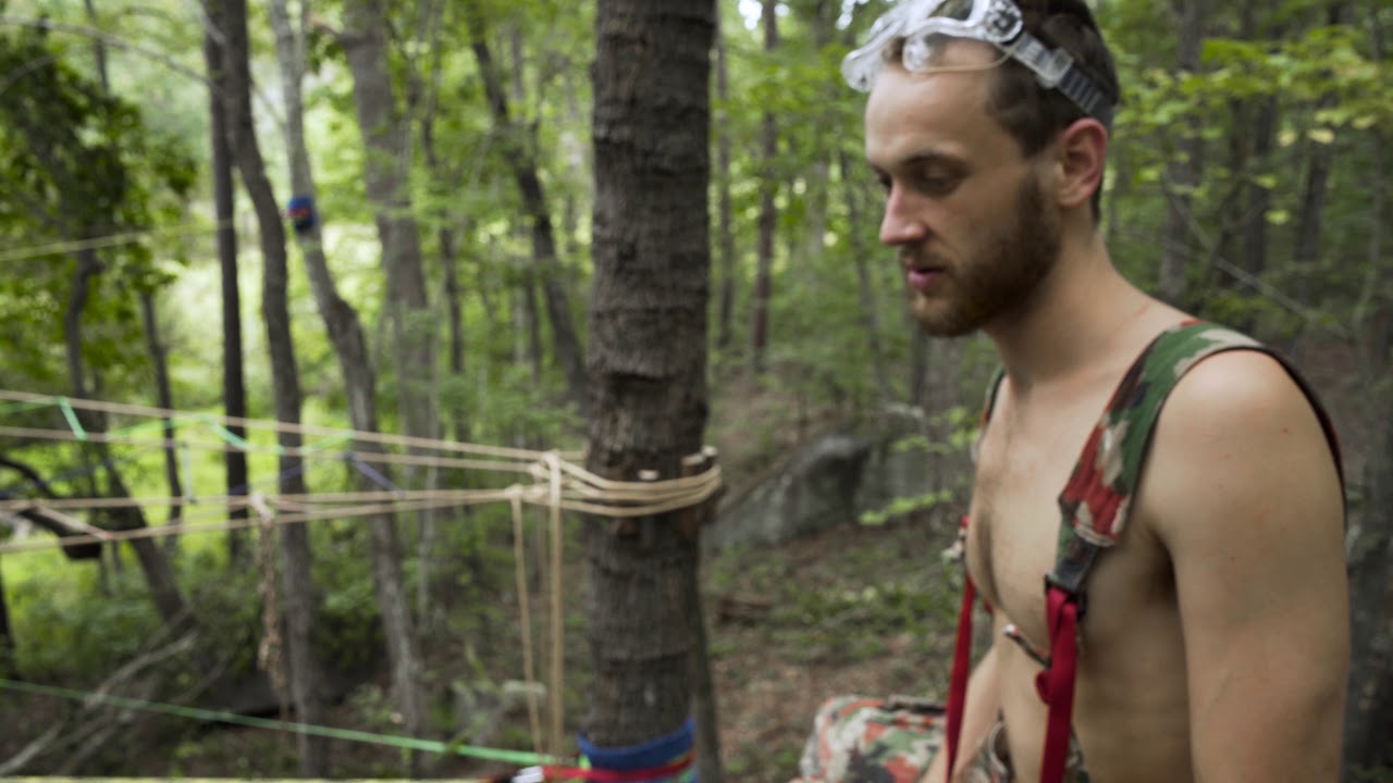 Tree Weaves Episode 3 4k Bolting a Tree Net to a Boulder 