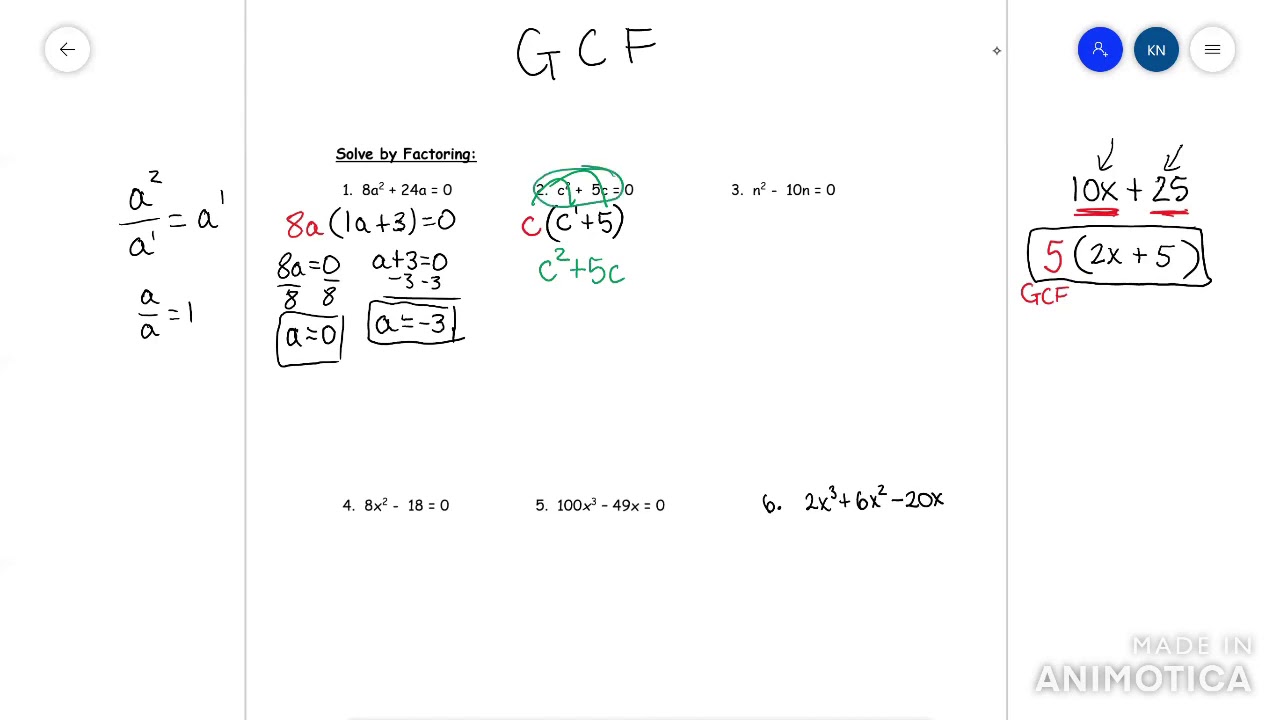 Algebra 2 Solve by GCF - YouTube