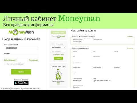 Moneyman личный кабинет вход телефон