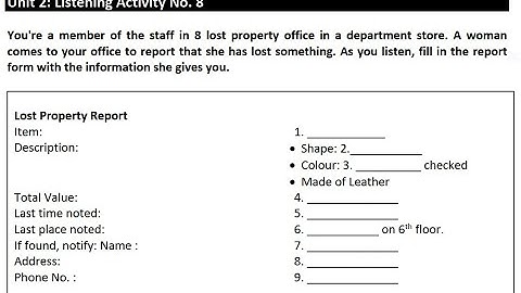 Unit 2: Listening Activity No.8