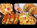 Taco Bell's Nacho with TOO MUCH CHEESE & Naked Chicken Chalupa! Grande Nacho Box & Quesalupa Mukbang