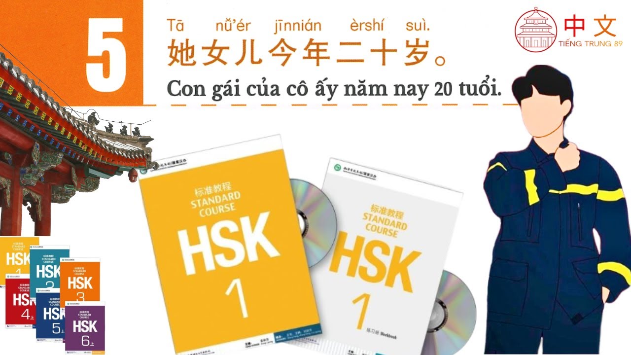 Tiếng Trung 89 | GIÁO TRÌNH HSK 1 BÀI 5: Con gái của cô ấy năm nay 20 tuổi | Tự học Tiếng Trung