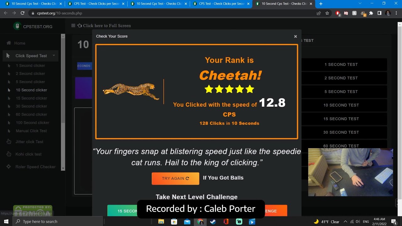 CPS Master Challenge  Recorded By - Caleb Porter on cpstest.org 