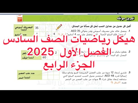 هيكل رياضيات الصف السادس الفصل الأول 2025 الجزء الرابع