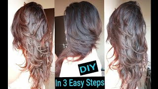 2 min me kre layer cut at home|easy layer cut at home|saloon style layer cut at home