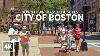 [4K] BOSTON TRAVEL  Downtown Boston, Washington Street & State Street, Massachusetts, USA, Travel