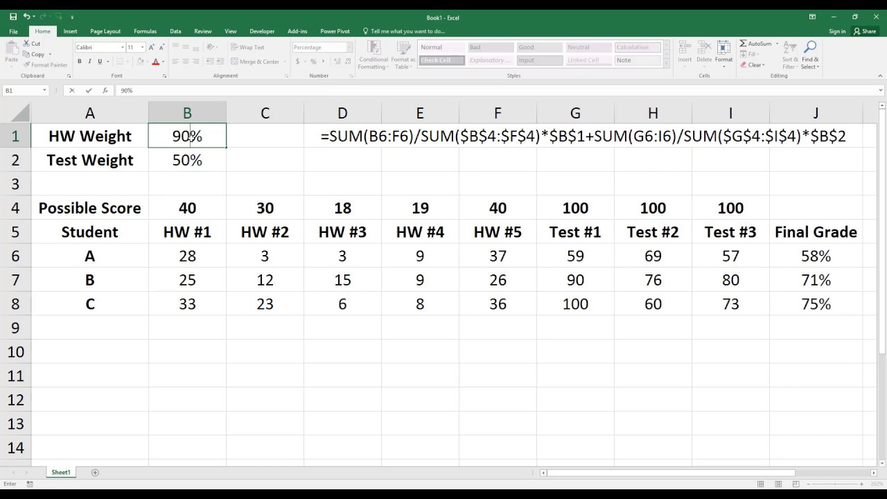 homework weighted grade