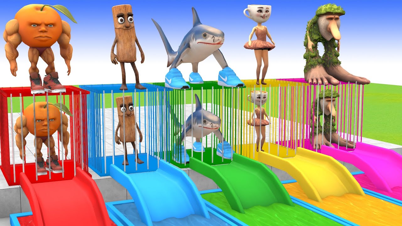 Long Slide Game With Elephant Gorilla Buffalo Hippopotamus Tiger 3d Animal Game Funny 3d Animals #33