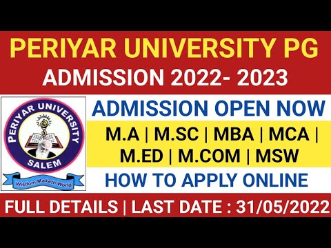 PERIYAR UNIVERSITY PG ADMISSION 2022-2023 | periyar university application | PG ADMISSION 2022
