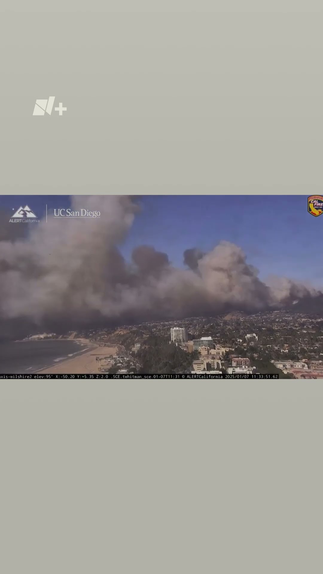 Timelapse muestra la emergencia por un incendio forestal en Los Ángeles #nmas #shorts #california