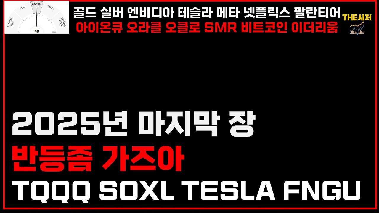 2025년 마지막 장 반등좀 가즈아 TQQQ SOXL TESLA FNGU 엔비디아 메타 넷플릭스 팔란티어 아이온큐 IONL 오라클  오클로 SMR 골드 실버 비트코인 이더리움 - YouTube