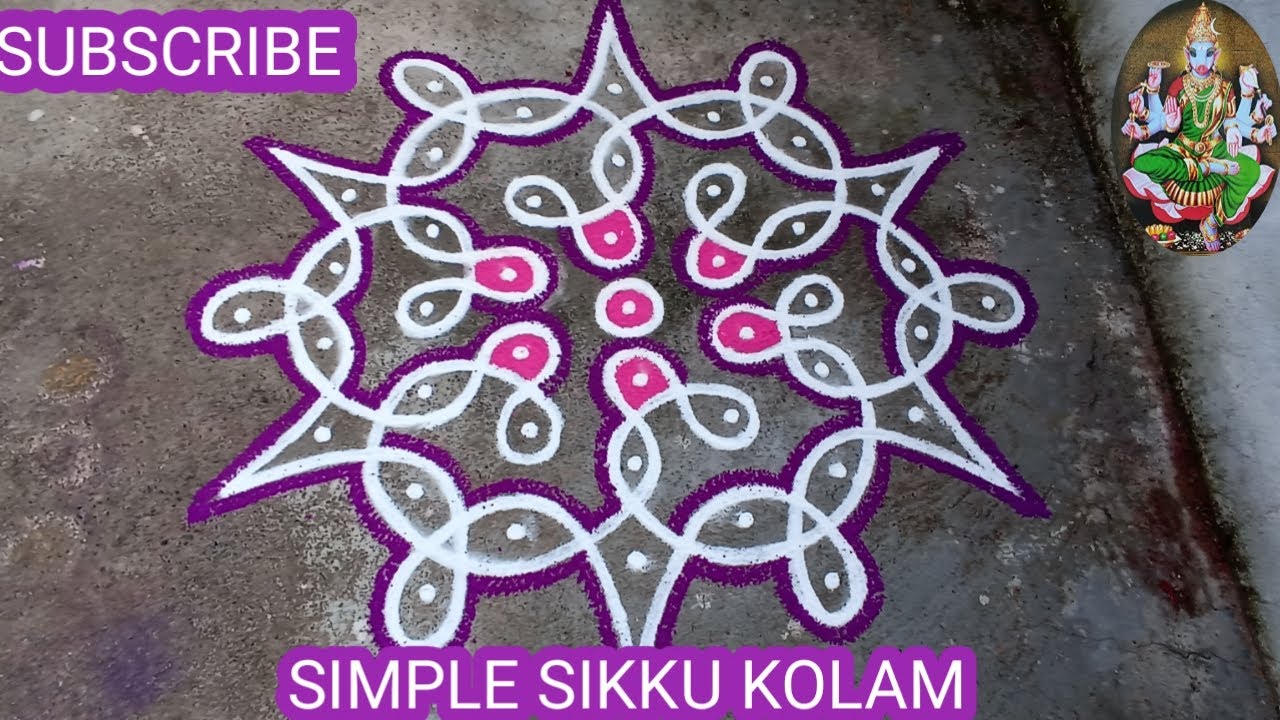 SIMPLE SIKKU KOLAM WITH 7×4 DOTS #easykambikolam#dailykolam#nelikolam#pullikolam#melikamuggulu