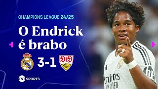 Thumbnail for ESSE REAL PROMETE! MBAPPÉ E ENDRICK MARCARAM GOLS NA ESTREIA DA CHAMPIONS! REAL MADRID 3X1 STUTTGART