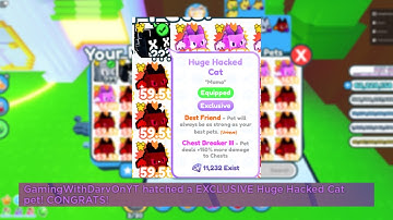 GamingWithDarv hatches his 2nd Huge Hacked Cat! (Pet Simulator X 6x OP Luck Update!)