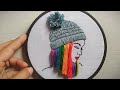 Girl embroidery with rainbow hair   embroidery for beginners  lets explore