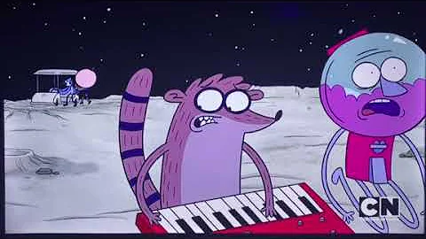 Regular Show-The Park Gang travel to the Moon using The Power to save Skips(Clip)